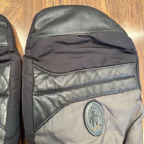 Smartwool Mittens Leather Men Large Black Wool Blend Lined Skiing - Picture 4 of 14